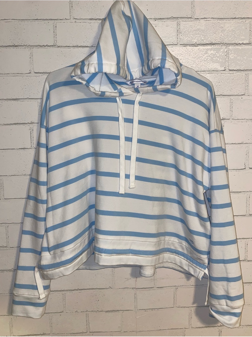 Southern Tide Country Club Prep $88 Stripes Crop Coastal Hoodie Medium NWOT - Picture 2 of 10